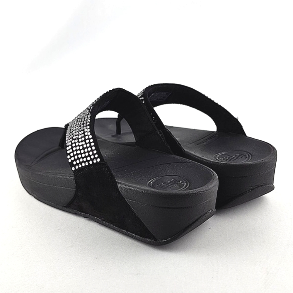 Fitflop Women's Lulu Black Popstud Toe-Post Shiny Metal Studs Sandals Size 7 - Picture 6 of 16